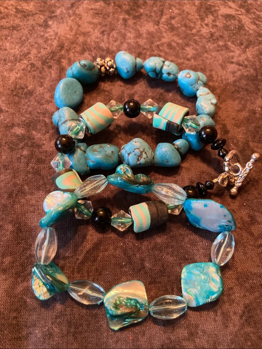 Turquoise Colored Beaded Women's Bracelet Set of 3